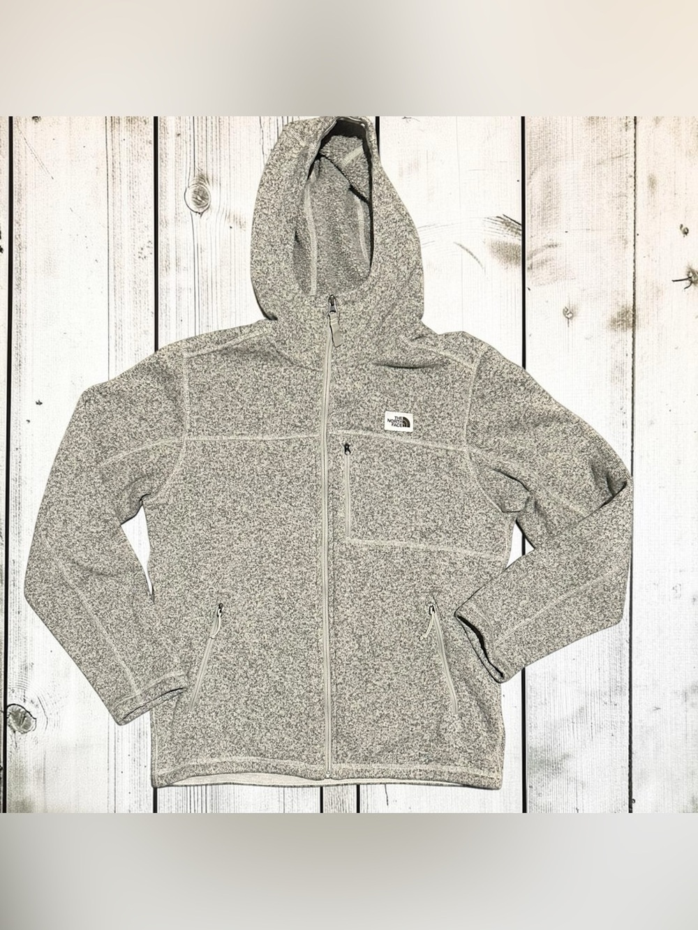 The North Face Gordon Lyons Full Zip Hoodie Green Gray Fleece Mens Large